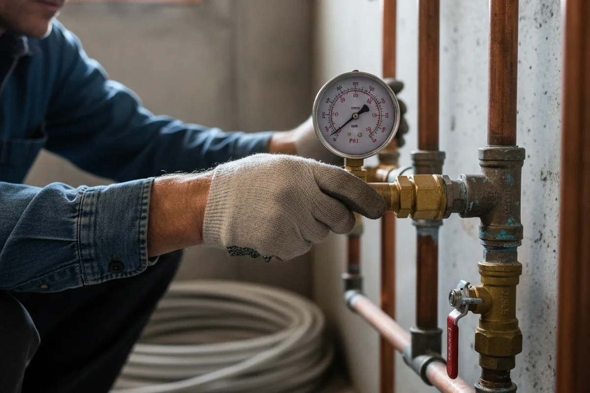 Pressure testing a repaired line during Water Line Repair in Flagler Beach